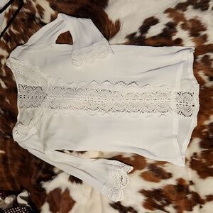 White Coverup with Lace la Vie en Rose Aqua Sz XS